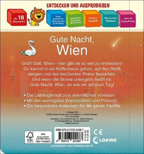 Buchcover und Innenansicht für das Buch: Gute Nacht, Wien