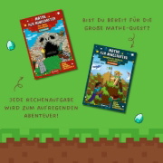 Buchcover und Innenansicht für das Buch: Mathe für Minecrafter - Mein extrastarkes Übungsbuch