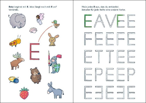 Buchcover und Innenansicht für das Buch: Ich entdecke die Buchstaben