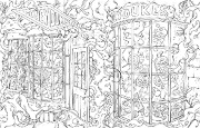 Buchcover und Innenansicht für das Buch: Harry Potter: An Official Sweets and Treats Coloring Book
