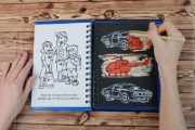 Buchcover und Innenansicht für das Buch: Kreativ-Kratzelbuch: Fahrzeuge