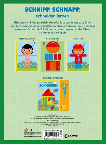 Buchcover und Innenansicht für das Buch: J'apprends à Découper