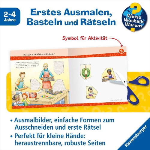 Buchcover und Innenansicht für das Buch: Wieso? Weshalb? Warum? junior AKTIV - Weihnachten