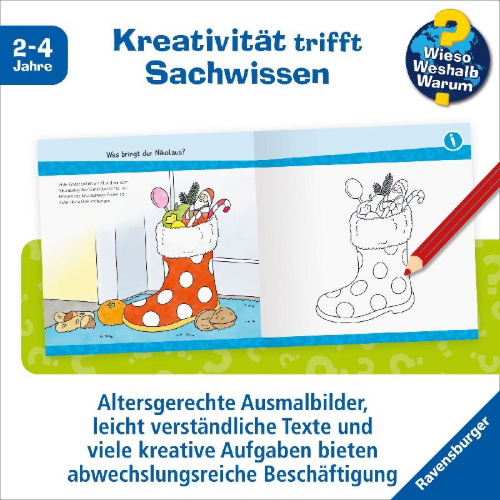 Buchcover und Innenansicht für das Buch: Wieso? Weshalb? Warum? junior AKTIV - Weihnachten