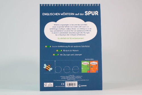 Buchcover und Innenansicht für das Buch: Schreiben lernen mit Spurrillen - Englische Wörter