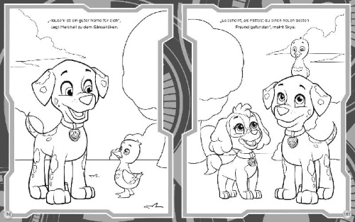 Buchcover und Innenansicht für das Buch: PAW Patrol: Mein Lieblingsbuch - Geschichten - Sticker - Ausmalseiten