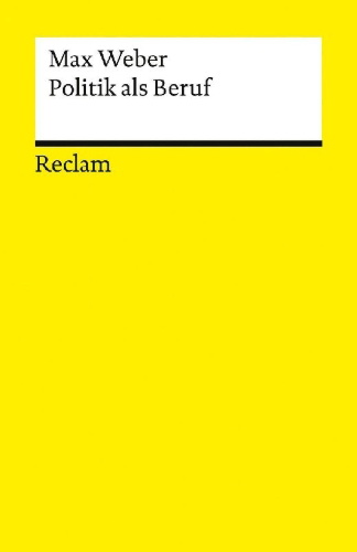 Buchcover und Innenansicht für das Buch: Politik als Beruf
