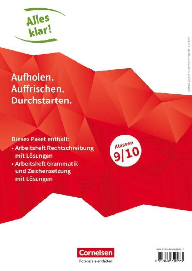 Buchcover und Innenansicht für das Buch: Alles klar! Deutsch. Sekundarstufe I 9./10. Schuljahr. Rechtschreibung + Grammatik und Zeichensetzung im Paket