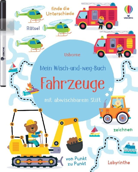 Buchcover und Innenansicht für das Buch: Mein Wisch-und-weg-Buch: Fahrzeuge