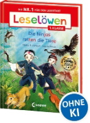 Buchcover und Innenansicht für das Buch: Leselöwen 1. Klasse - Die Ninjas retten die Tiere