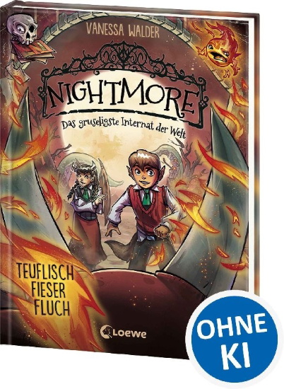 Buchcover und Innenansicht für das Buch: Nightmore - Das gruseligste Internat der Welt (Band 3) - Teuflisch fieser Fluch