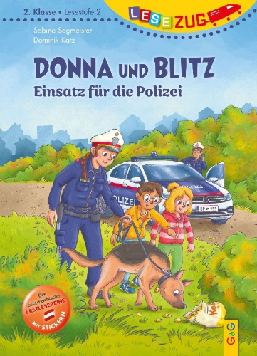 Buchcover und Innenansicht für das Buch: LESEZUG/2. Klasse - LESESTUFE 2: Donna und Blitz - Einsatz für die Polizei