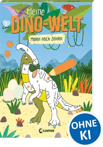 Buchcover und Innenansicht für das Buch: Mon Ami Le Dinosaure - Bloc à colorier selon code