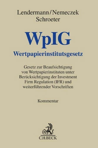 Buchcover und Innenansicht für das Buch: Wertpapierinstitutsgesetz. WpIG