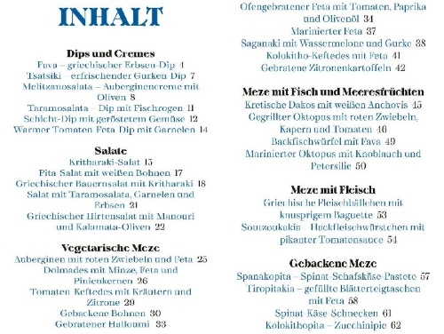 Buchcover und Innenansicht für das Buch: Griechische Meze