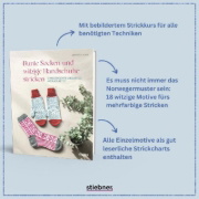 Buchcover und Innenansicht für das Buch: Bunte Socken und witzige Handschuhe stricken