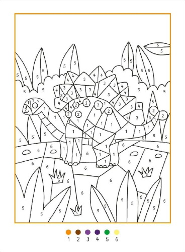 Buchcover und Innenansicht für das Buch: Mon Ami Le Dinosaure - Bloc à colorier selon code
