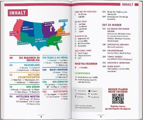 Buchcover und Innenansicht für das Buch: MARCO POLO Reiseführer USA