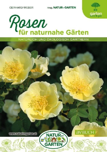 Buchcover und Innenansicht für das Buch: Rosen für naturnahe Gärten
