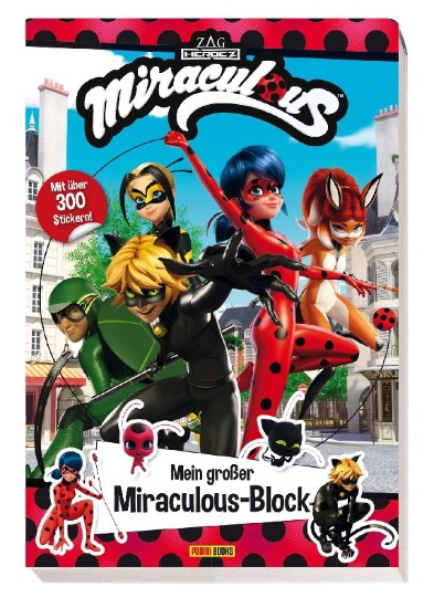 Buchcover und Innenansicht für das Buch: Miraculous: Mein großer Miraculous-Block