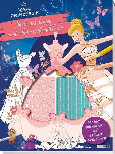 Buchcover und Innenansicht für das Buch: Disney Prinzessin: Style und designe zauberhafte Abendkleider