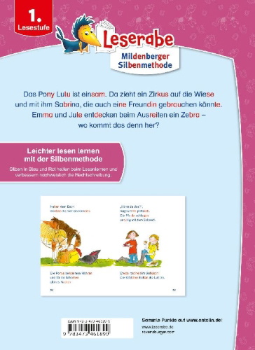 Buchcover und Innenansicht für das Buch: Allert, J: Ponygeschichten - Silbe für Silbe lesen lernen - 