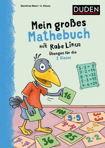 Buchcover und Innenansicht für das Buch: Mein großes Mathebuch mit Rabe Linus - 2. Klasse