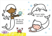 Buchcover und Innenansicht für das Buch: Kleine Kreativ-Werkstatt - Ganz einfach ausmalen: Meerjungfrauen