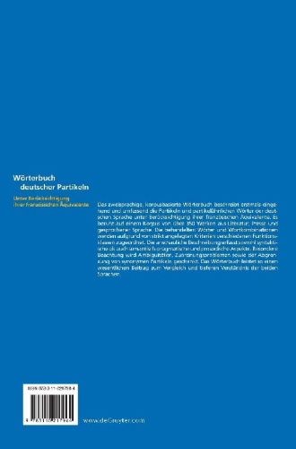Buchcover und Innenansicht für das Buch: Wörterbuch deutscher Partikeln