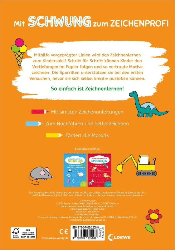 Buchcover und Innenansicht für das Buch: Zeichnen lernen mit Spurrillen - Für Kindergartenkinder