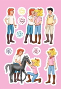 Buchcover und Innenansicht für das Buch: Bibi & Tina: Superstarker Sticker- und Malblock für Pferdefans