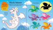 Buchcover und Innenansicht für das Buch: Mein buntes Glanzfolien-Buch: Schimmernde Drachen