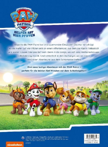 Buchcover und Innenansicht für das Buch: PAW Patrol: Noch 5 Minuten bis zum Schlafengehen