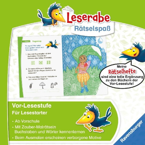 Buchcover und Innenansicht für das Buch: Leserabe Rätselspaß - Zauber-Malrätsel zum Lesenlernen: Feen (Vor-Lesestufe)