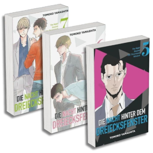 Buchcover und Innenansicht für das Buch: Die Nacht hinter dem Dreiecksfenster - The Night Beyond the Tricornered Window: Manga Pack 2