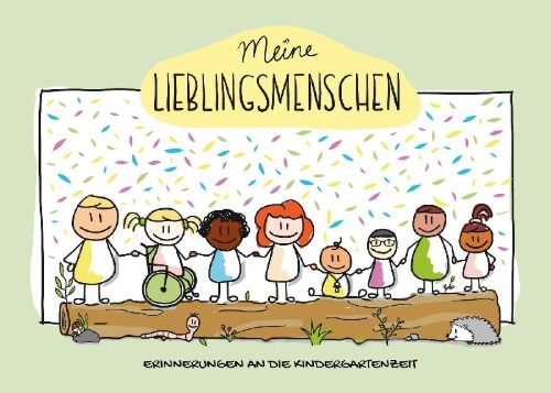 Buchcover und Innenansicht für das Buch: Freundschaftsbuch Meine Lieblingsmenschen - Erinnerungen an die Kindergartenzeit