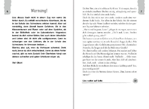 Buchcover und Innenansicht für das Buch: 1000 Gefahren in der Schule des Schreckens