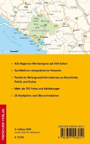 Buchcover und Innenansicht für das Buch: TRESCHER Reiseführer Montenegro
