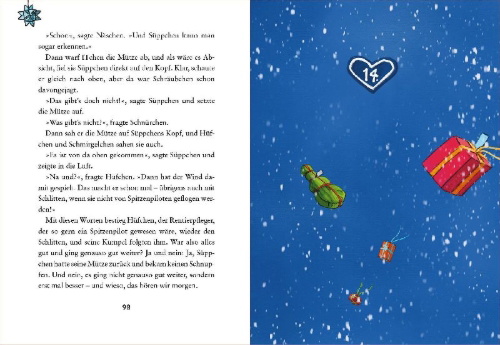 Buchcover und Innenansicht für das Buch: Wie die Wichtelinnen Weihnachten retteten