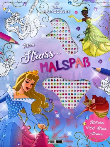Buchcover und Innenansicht für das Buch: Disney Prinzessin: Mein Strass-Malbuch
