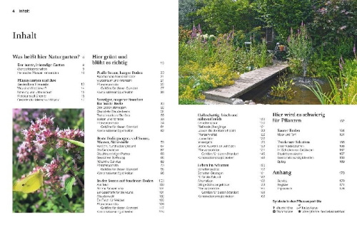 Buchcover und Innenansicht für das Buch: Welche Pflanze passt wohin im Naturgarten?