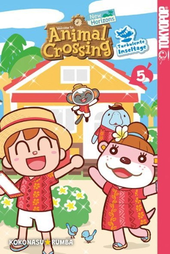Buchcover und Innenansicht für das Buch: Animal Crossing: New Horizons - Turbulente Inseltage 05
