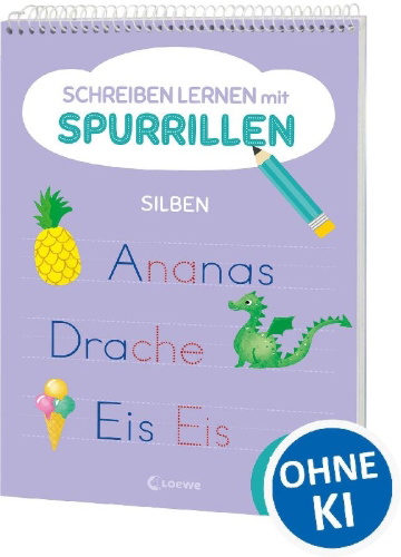 Buchcover und Innenansicht für das Buch: Schreiben lernen mit Spurrillen - Silben