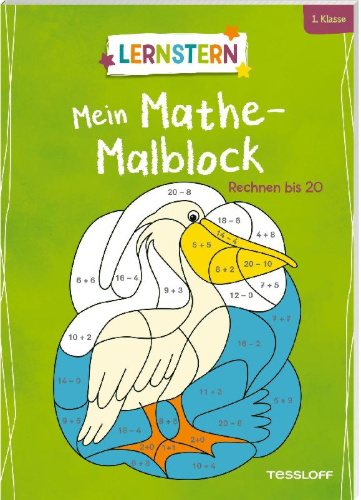 Buchcover und Innenansicht für das Buch: LERNSTERN. Mein Mathe-Malblock. Rechnen bis 20