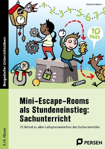 Buchcover und Innenansicht für das Buch: Mini-Escape-Rooms als Stundeneinstieg: SU