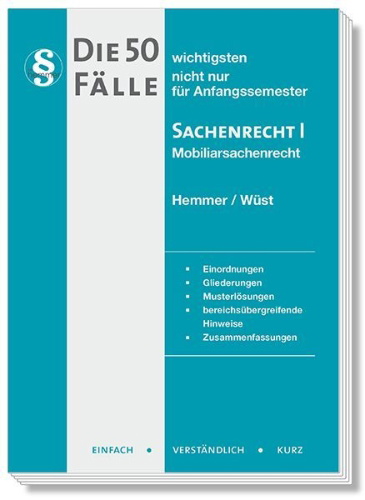 Buchcover und Innenansicht für das Buch: Die 50 wichtigsten Fälle Sachenrecht I