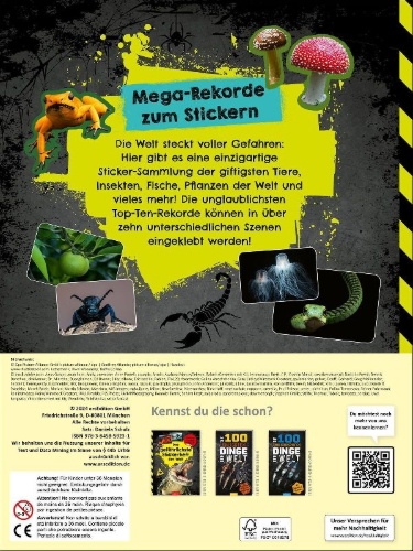 Buchcover und Innenansicht für das Buch: Das giftigste Stickerheft der Welt