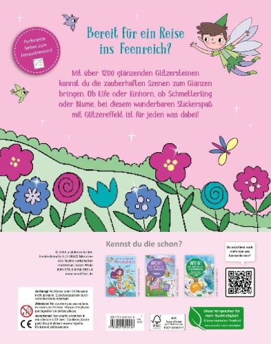 Buchcover und Innenansicht für das Buch: Mein Diamant-Stickerheft - Feen