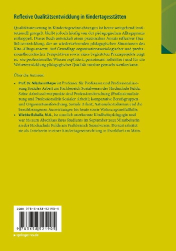 Buchcover und Innenansicht für das Buch: Reflexive Qualitätsentwicklung in Kindertagesstätten