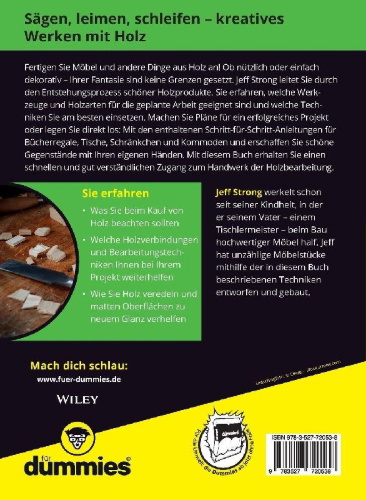 Buchcover und Innenansicht für das Buch: Mit Holz arbeiten für Dummies